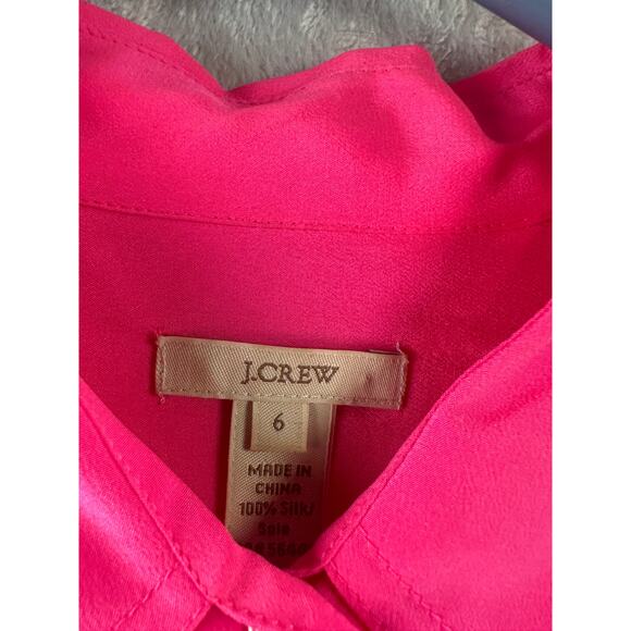 J.Crew “Blythe” Silk Button-Down Blouse • Hot Pink • Size 6 - Picture 5 of 6